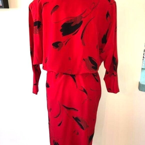 On The Rocks Dress Size 3 Juniors Womens Vintage Red Black Elastic Waist Belt - Picture 12 of 13